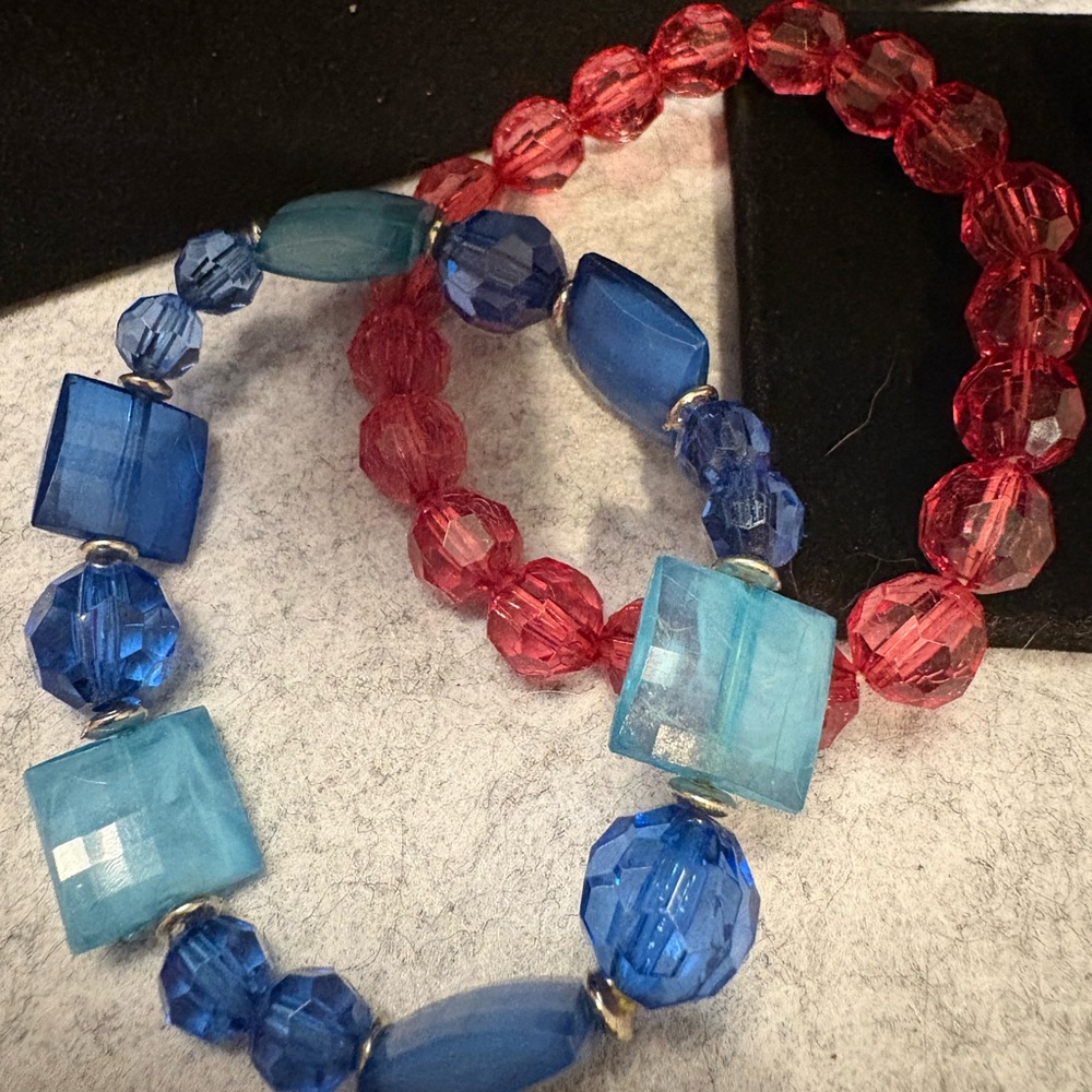 Pink and Blue Beaded Bracelets